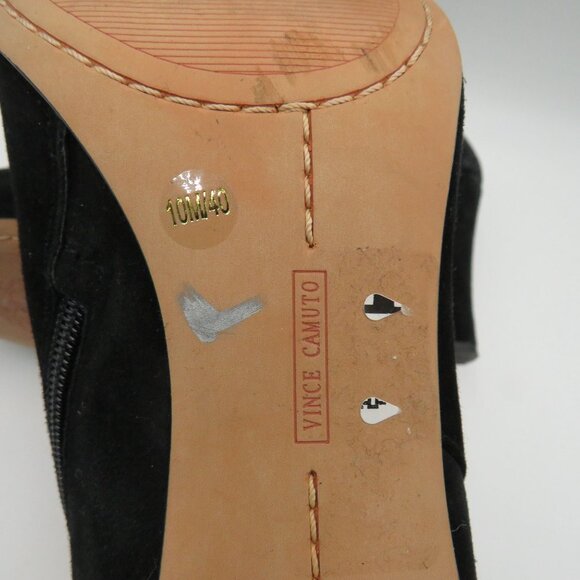 Vince Camuto Boots Sz 10 Black Suede Tassel Zip Ankle Booties Stiletto 3.5" Heel - Picture 10 of 12